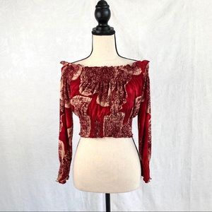 Red Off The Shoulder Crop Top